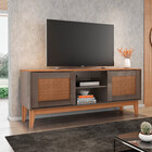 Rack Sala Para Tvs 55 Pol. Pés De Madeira Jam Babus - Cinza P