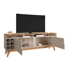 Rack Sala Para Tvs 60 Pol. Pés De Madeira Tass Babus - Off Wh