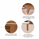 Rack Sala Para Tvs 60 Pol. Pés De Madeira Tass Babus - Off Wh