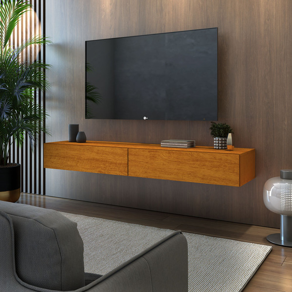 Rack Sala Suspenso Luxuosa Com 2 Gavetas Tv Até 50 Com 1,40m