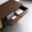 Rack Sala Tv 75 Rattan 2 Portas De Correr Madeira Cor Imbuia