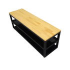 Rack Sapateira Com 2 Prateleiras De Ferro Em Preto E Assento