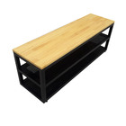 Rack Sapateira Com 2 Prateleiras De Ferro Em Preto E Assento