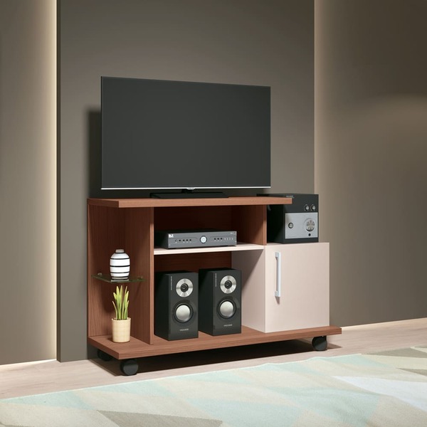 Rack Smart Tv 26 100cm 1 Porta Nature Off White Tana Decor