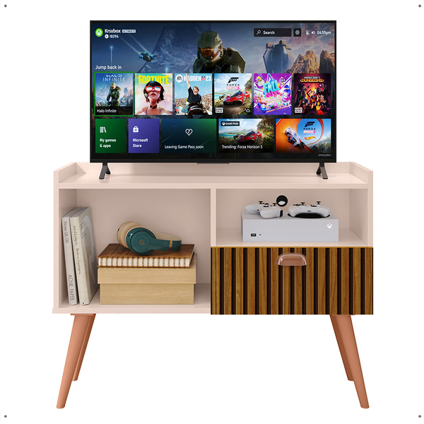 Rack Star Tv 32" 1 Porta Puxador Concha Lauren Nichos Pratele