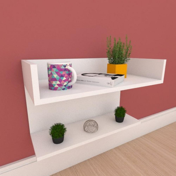 Rack Suspenso 2 Prateleiras 100% Mdf Unic Plan 35 X 55 Cm Bra