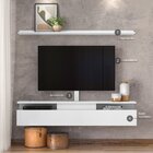 Rack Suspenso Branco 181cm Prateleira  Suporte Tv Até 80 Pole