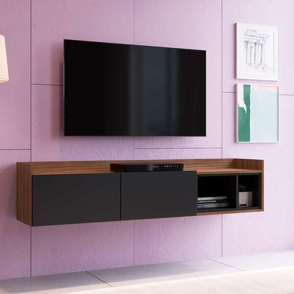 Rack Suspenso Celino Preto E Marrom 160 Cm
