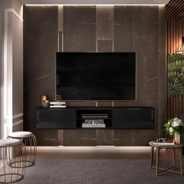 Rack Suspenso Classic 180cm Cool Home Preto