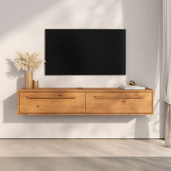 Rack Suspenso Flutuante 145 Cm Compacto Madeira Tv 55 Freijó