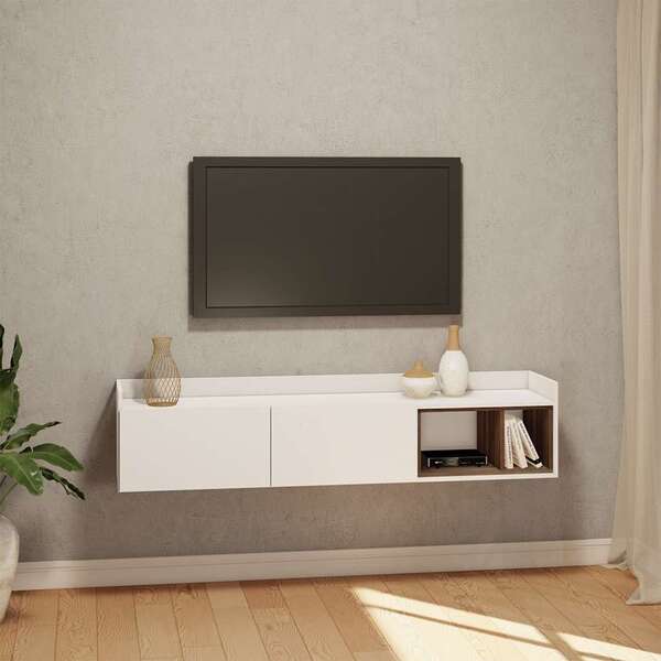 Rack Suspenso Havana Branco E Madeirado 160 Cm