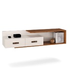 Rack Suspenso Organic Off White/freijó - Ej Móveis