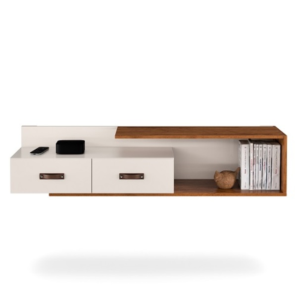 Rack Suspenso Organic Off White/freijó - Ej Móveis