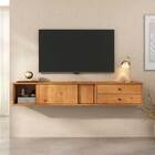 Rack Suspenso Para Sala Tv 75 Madeira 2 Portas 175 Cm Freijó