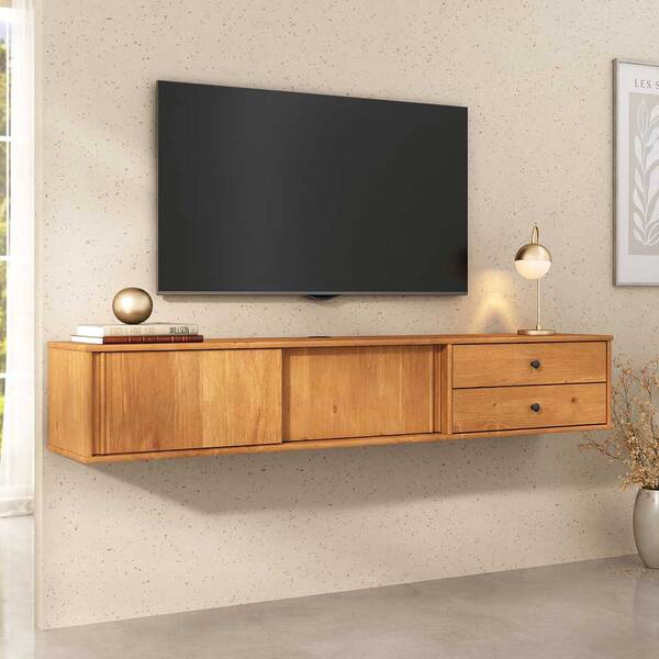 Rack Suspenso Para Sala Tv 75 Madeira 2 Portas 175 Cm Freijó