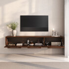 Rack Suspenso Para Tv 75 Flutuante Madeira Castanho Tecca