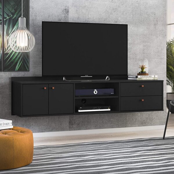 Rack Suspenso Para Tv Até 55 Polegadas 2 Portas 2 Gavetas Tor