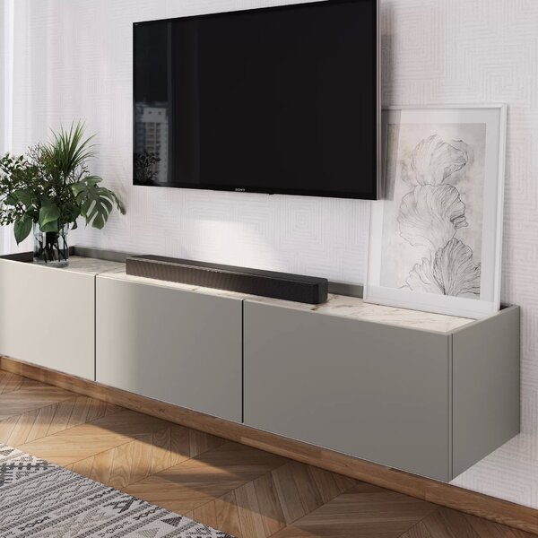 Rack Suspenso Para Tv Até 55 Polegadas Marmorizado 3 Portas D