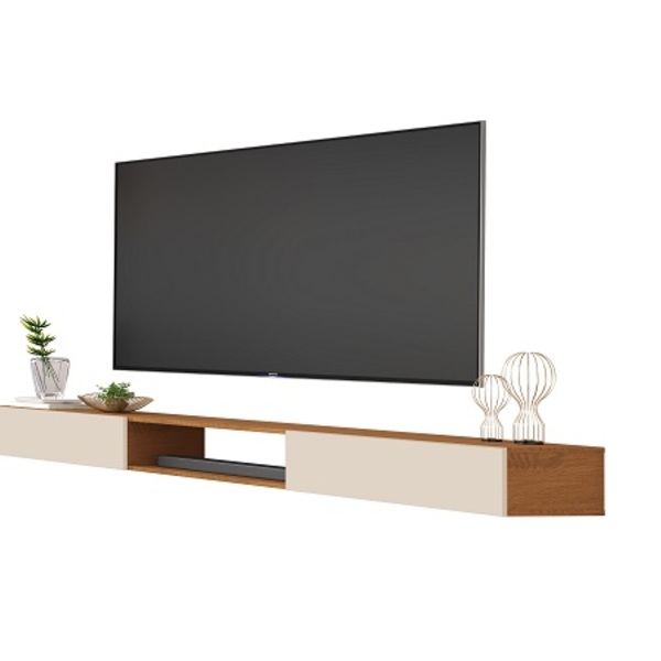 Rack Suspenso Para Tv Até 72 Polegadas Nicho 1.8 Nature/off W