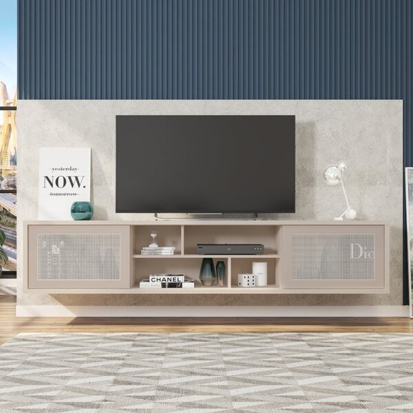 Rack Suspenso Para Tv Até 75 Polegadas 220cm Em Bp Porta Tela