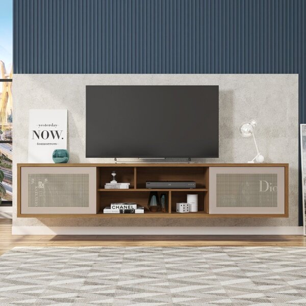 Rack Suspenso Para Tv Até 75 Polegadas 220cm Em Bp Porta Tela