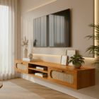 Rack Suspenso Para Tv Santorini Com Nichos Organizadores Natu