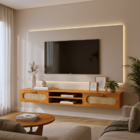 Rack Suspenso Para Tv Santorini Com Nichos Organizadores Natu