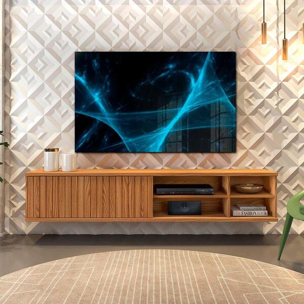 Rack Suspenso Ripado Tv Até 70 Polegadas Carvalho Nobre Greta