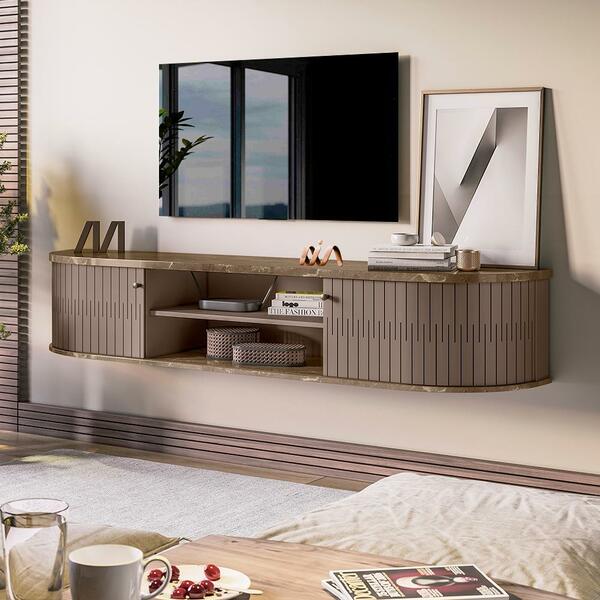 Rack Suspenso Ripado Tv Até 75 Polegadas Imperial Sepia Algar