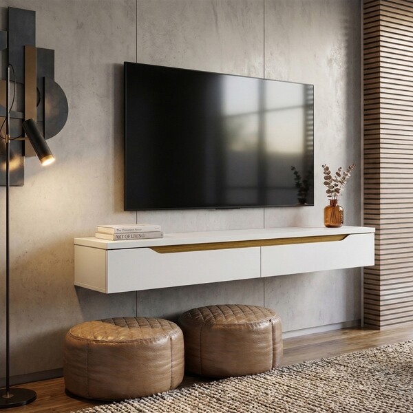 Rack Suspenso Uno P/ Tvs Até 55 Polegadas 160cm 2 Portas Branco