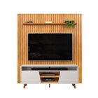 Rack Tampo Chanfrado Lana Com Painel Ripado Para Tv Até 75 Po