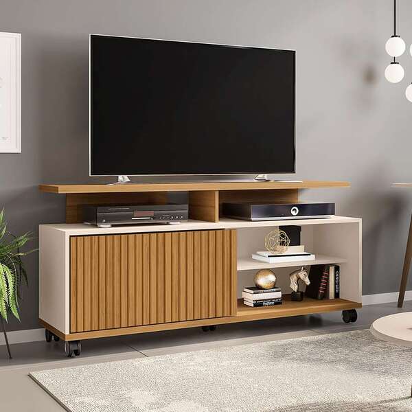 Rack Topázio Cinamomo E Off White 136 Cm