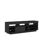 Rack Treviso Preto Para Tv Até 47 Polegadas  Pés Com Rodízios