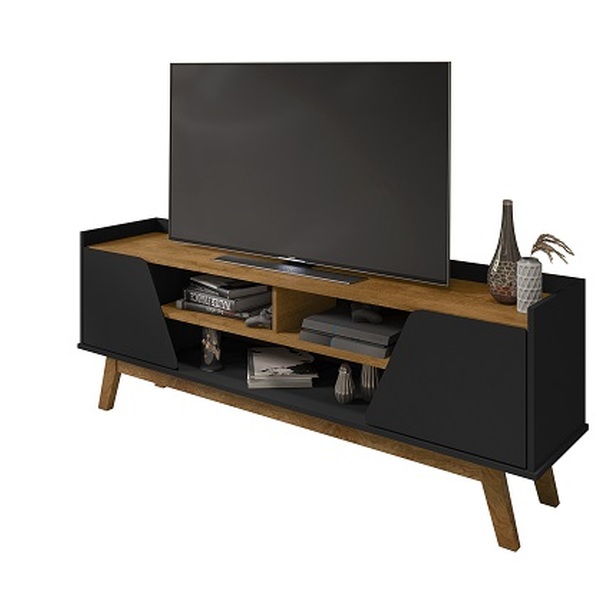 Rack Turim 1.6 Preto Fosco/naturalle - Bechara Móveis