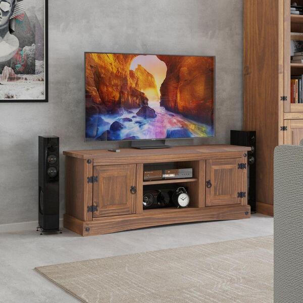 Rack Tv 2 Portas Madeira Maciça Nevada Nogal