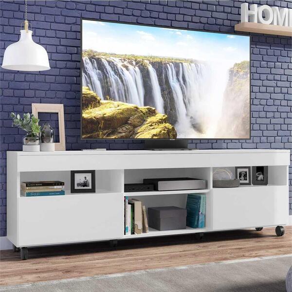 Rack Tv 65" Com Rodízios E 2 Portas Paris Multimóveis Branco