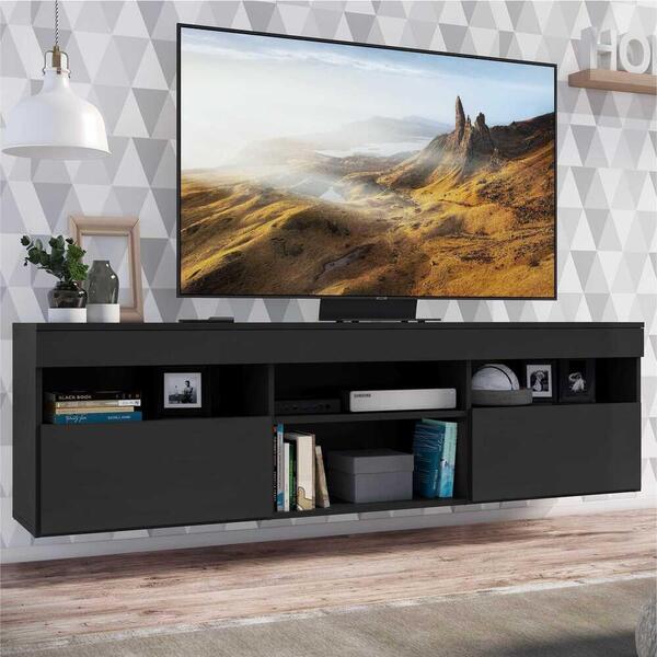 Rack Tv 65" Suspenso Com 2 Portas Paris Multimóveis Preto