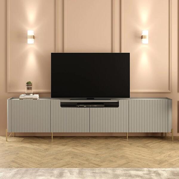 Rack Tv 75 Pol 220cm 4 Portas Brise Blen Grigio/dourado I06 -