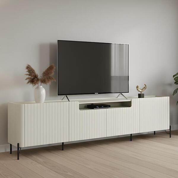 Rack Tv 75 Pol 220cm 4 Portas Brise Blen Luna/preto I06 - Mpo