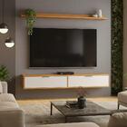 Rack Tv 75 Pol. Suspenso 180cm 2 Portas Lila Branco/cinamomo