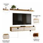 Rack Tv 75 Pol. Suspenso 180cm 2 Portas Lila Branco/cinamomo