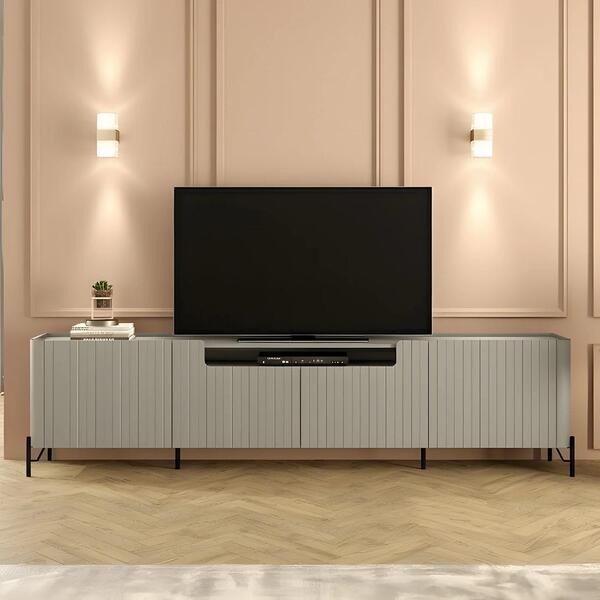 Rack Tv 85 Pol 260cm 4 Portas Brise Blen Grigio/preto I06 - M