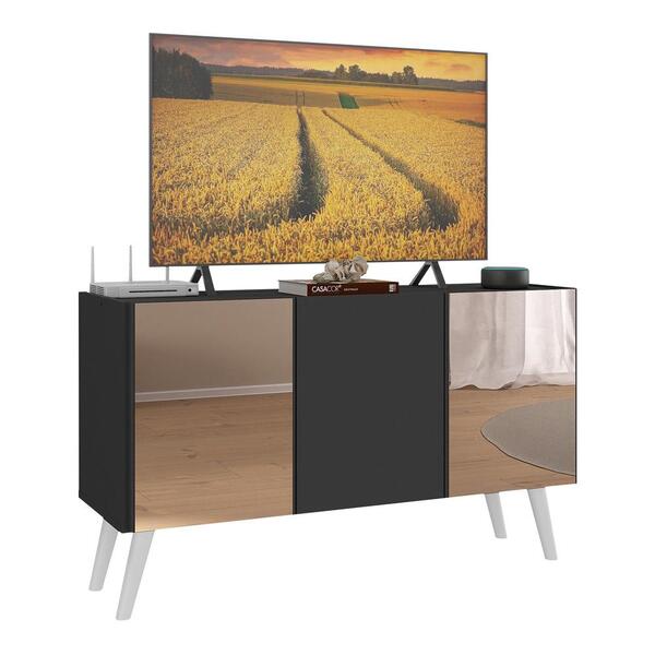 Rack Tv Até 32 Polegadas 3 Portas Retrô Com Espelhos Multimóv