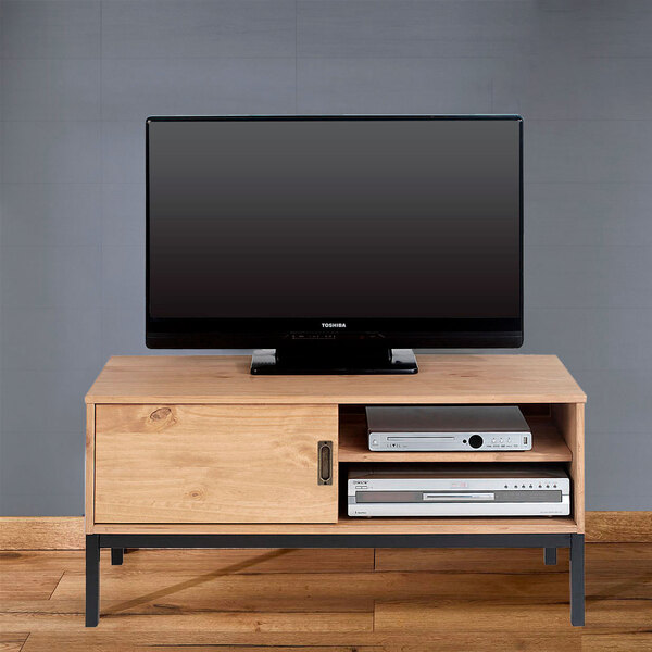 Rack Tv Bancada 32 Polegadas Madeira 1 Portas 2 Prateleiras S