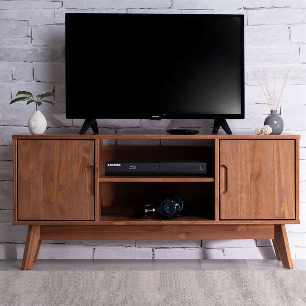 Rack Tv Bancada 40 Polegadas Madeira 2 Portas 2 Nichos Tivoli