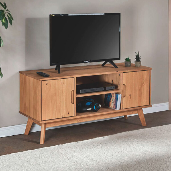 Rack Tv Bancada 40 Polegadas Madeira 2 Portas 2 Nichos Tivoli