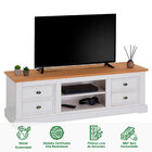 Rack Tv Bancada 55 Polegadas Madeira Maciça 4 Gavetas 2 Nicho