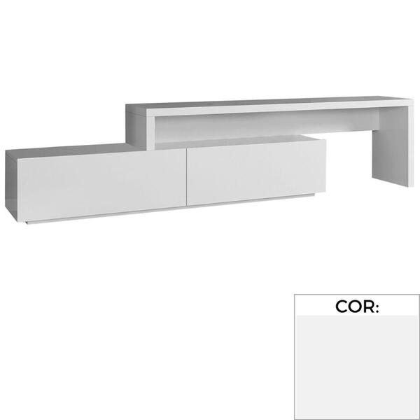 Rack Veneza Univ Extensível 164 Cm A 300 Cm Laca Branca Brilh