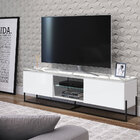 Rack Vesta 02 Portas Thassos Com Branco Base Metálica Preto 1