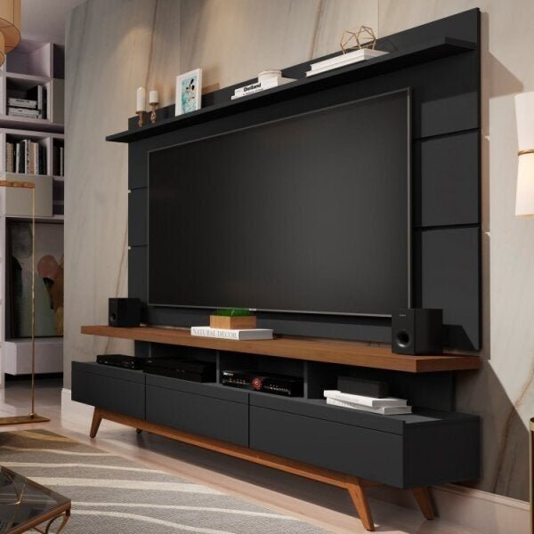 Rack Vivare Wood E Painel Vivare Para Tv Até 70 Polegadas Móv